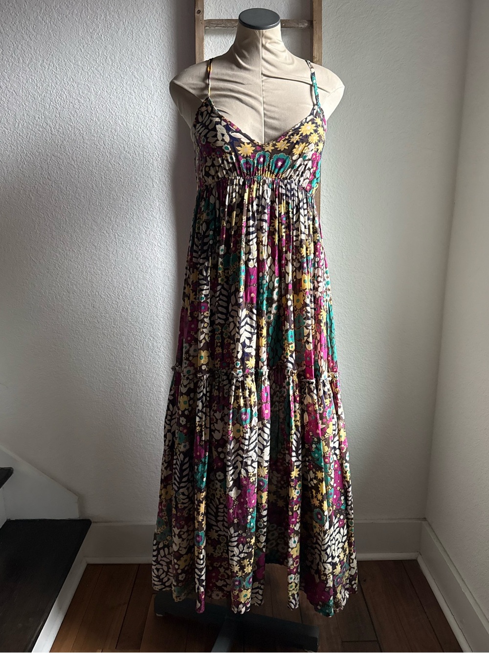 Casual by S'Fera Bohemian Floral Tiered
Spaghetti Strap Maxi Dress Sz: Med